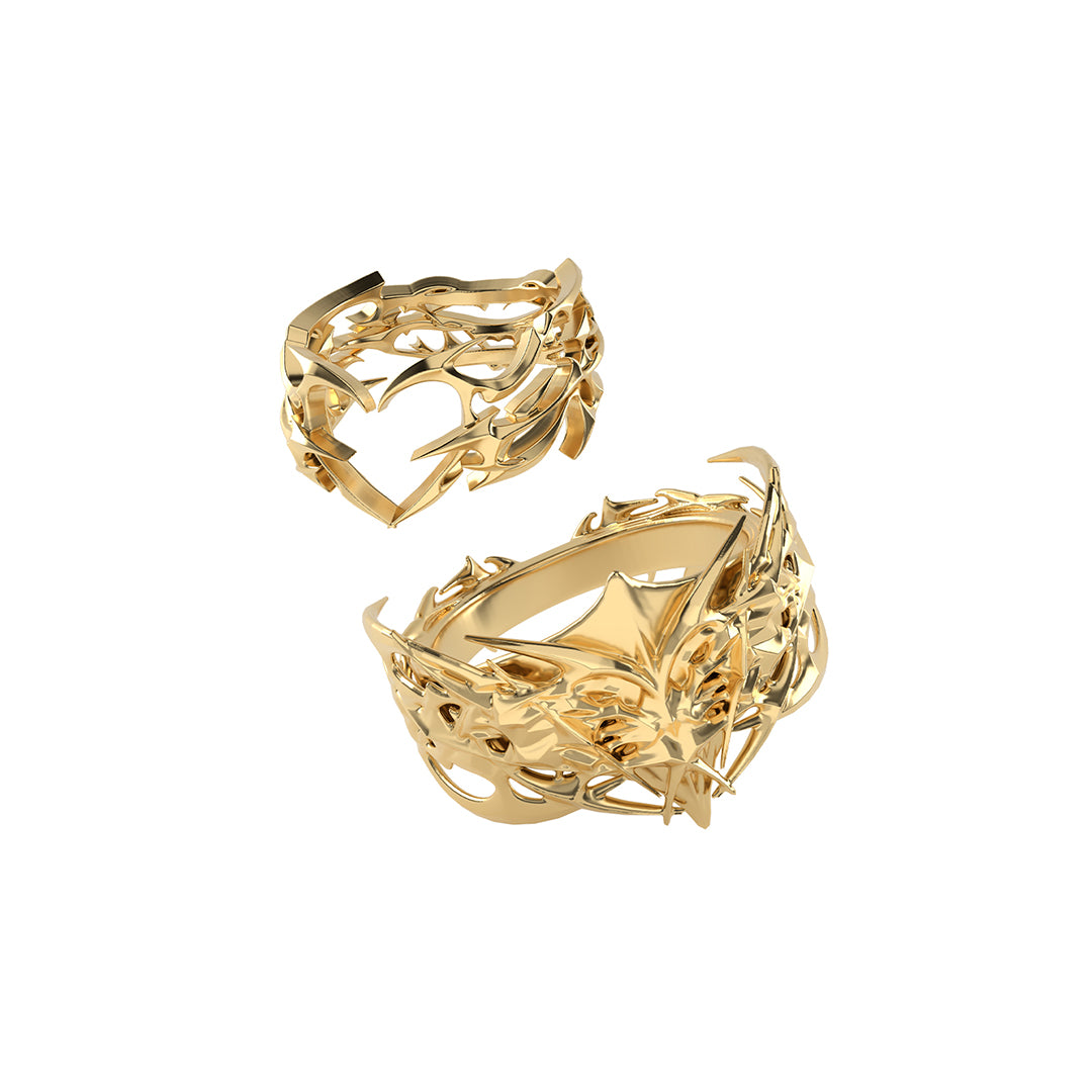 Tribal x Digital Amoris Rings Stack (Gold)